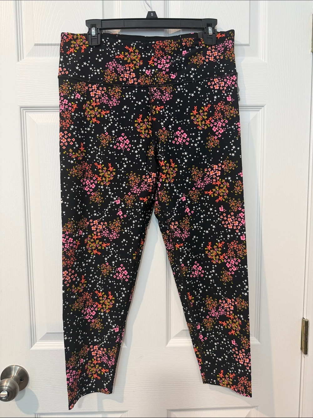 Victoria's Secret Black Leggings with Pink & Orange Floral Print